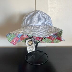 Pukka Silver Series PGA Reversible Seersucker Patchwork Bucket Hat Blue Golf